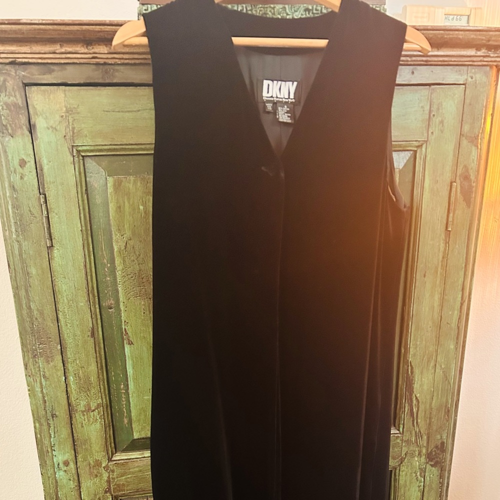 Velvet DKNY Full Length Sleeveless Open Front Kaftan
